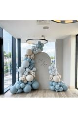 Fırtına Mavisi Deniz Kumu Ve Makaron Baby blue Balon Zinciri 100 Adet