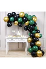 Siyah Yeşil Krom Gold Balon Zincir Seti