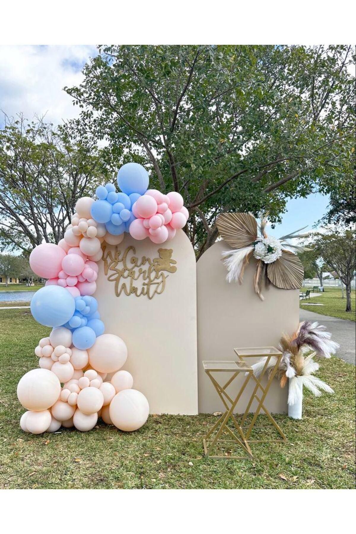 Makaron Somon Makaron Mavi ve Makaron Pembe Balon Zinciri 100 Adet