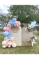 Makaron Somon Makaron Mavi ve Makaron Pembe Balon Zinciri 100 Adet
