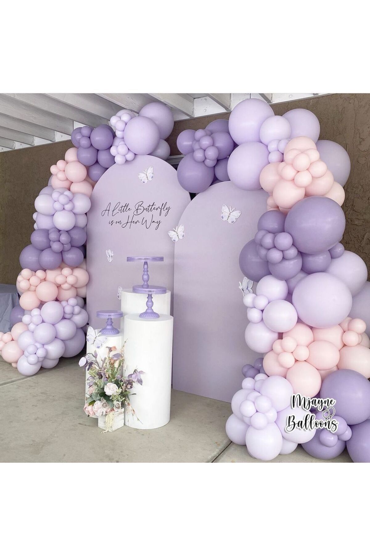 Retro Lavanta Makaron Somon ve Lila  Balon Zinciri 100 Adet
