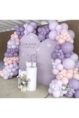 Retro Lavanta Makaron Somon ve Lila  Balon Zinciri 100 Adet