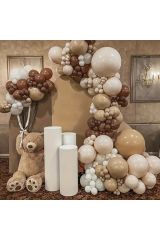 Pastel Karamel Fındık Deniz Kumu ve Beyaz Balon Zinciri