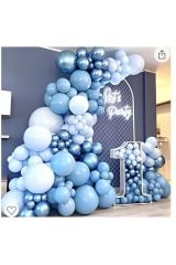 Krom Mavi Derin Okyanus ve Makaron Mavi Balon Zinciri 100 Adet