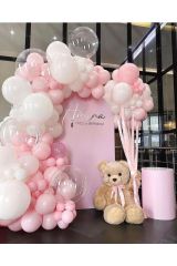 Makaron Pembe ve Beyaz Balon Zinciri 100 Adet
