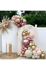 Pudra Pembe Gold Rosegold Balon Zinciri 100 Adet