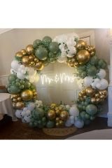 Krom Gold Retro Adaçayı Ve Beyaz Balon Zinciri 100 Adet