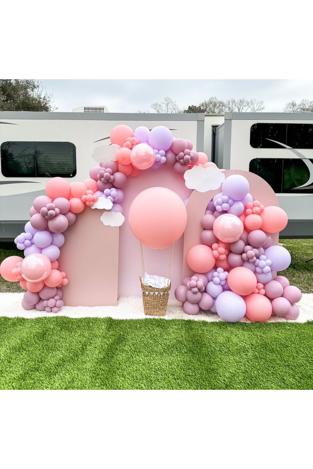 Makaron Pembe Lila ve Toz Pembe Balon Zinciri 100 Adet
