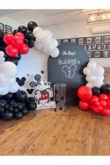 Pastel Kırmızı Beyaz ve Siyah Balon Zinciri 100 Adet