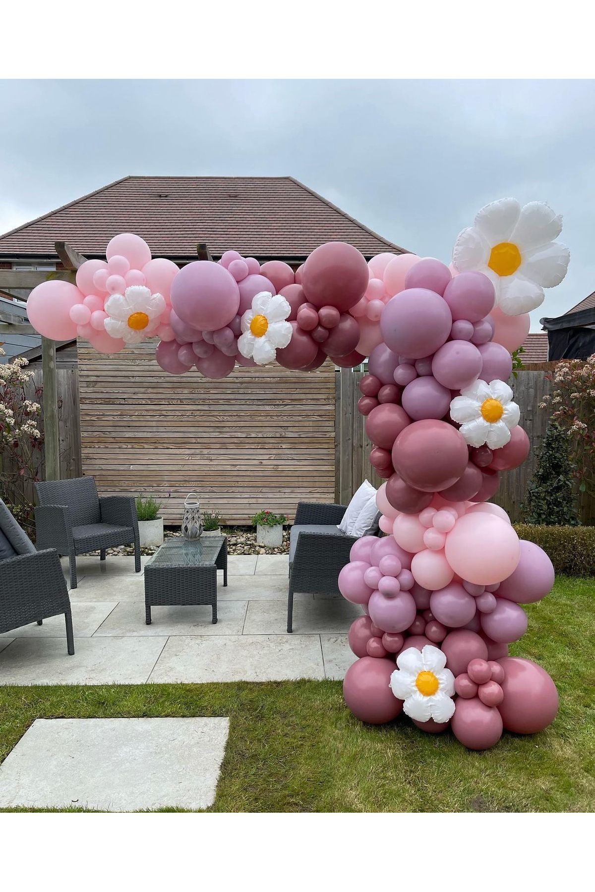 Retro Rosewood Makaron Pembe Toz Pembe ve Yaban Çileği Balon Zinciri 100 Adet