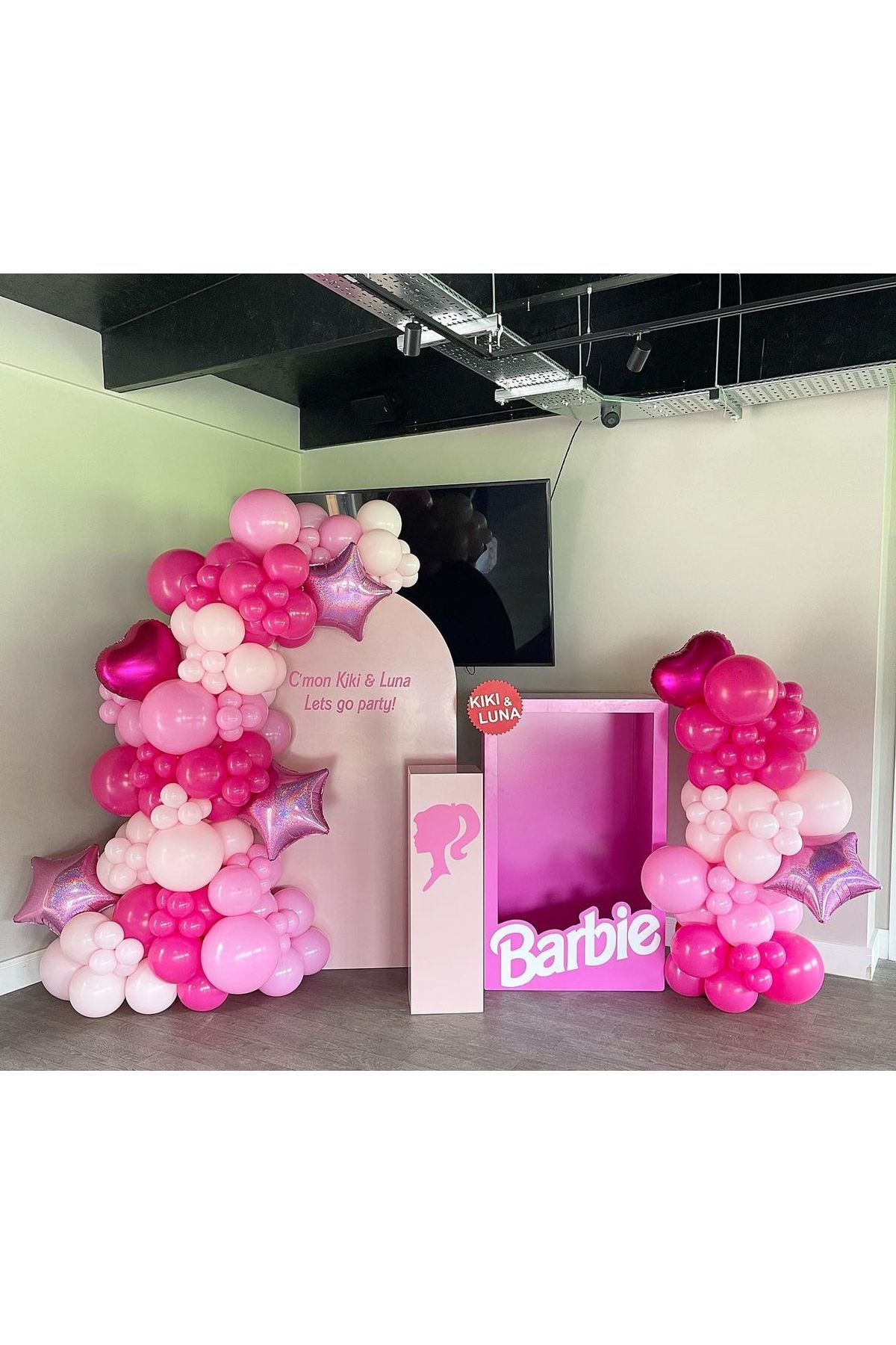 Pastel Fuşya Makaron Pembe ve Beyaz Balon Zinciri 100 Adet