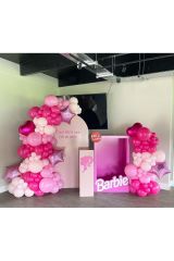 Pastel Fuşya Makaron Pembe ve Beyaz Balon Zinciri 100 Adet