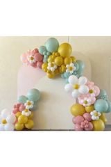 Retro Toz Pembe Kış Yeşili Balon Zinciri 100 Adet