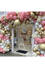 Krom Gold Toz Pembe Sütlü Kahve Ve Duman Balon Zinciri 50 Adet