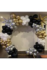 Krom Gold Gümüş Siyah Ve Beyaz Balon Zinciri 100 Adet