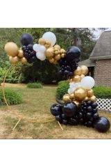 Krom Gold Siyah Beyaz Balon Zinciri 100 Adet