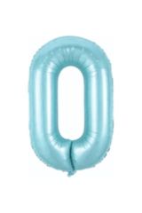 34 Inç 76 Cm Mavi Folyo Rakam Balon 0