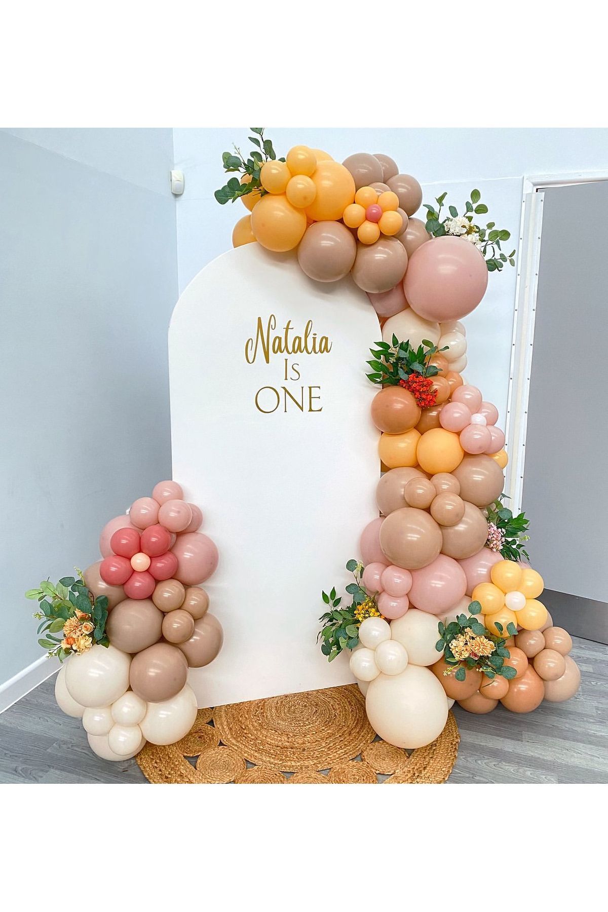 Retro Pink Blush Fındık Beyaz ve Şeftali Balon Zinciri 100 Adet