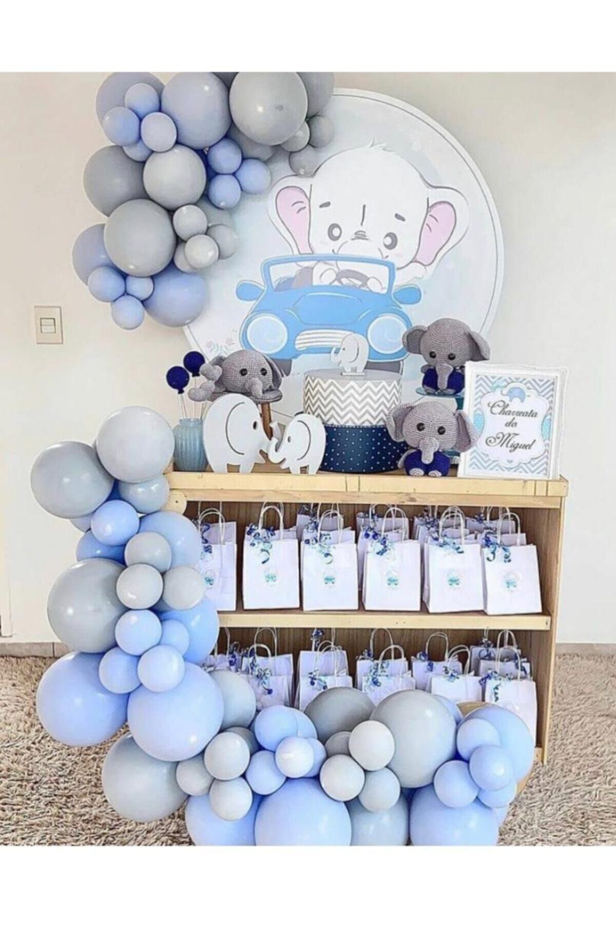 Gri Mavi Pastel Balon Zincir