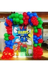 Pastel Kırmızı Mavi Ve Yeşil Balon Zinciri 100 Adet