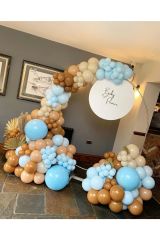 Pastel Karamel Çöl Kumu Sütlü Kahve Ve Makaron Mavi Balon Zinciri 100 Adet