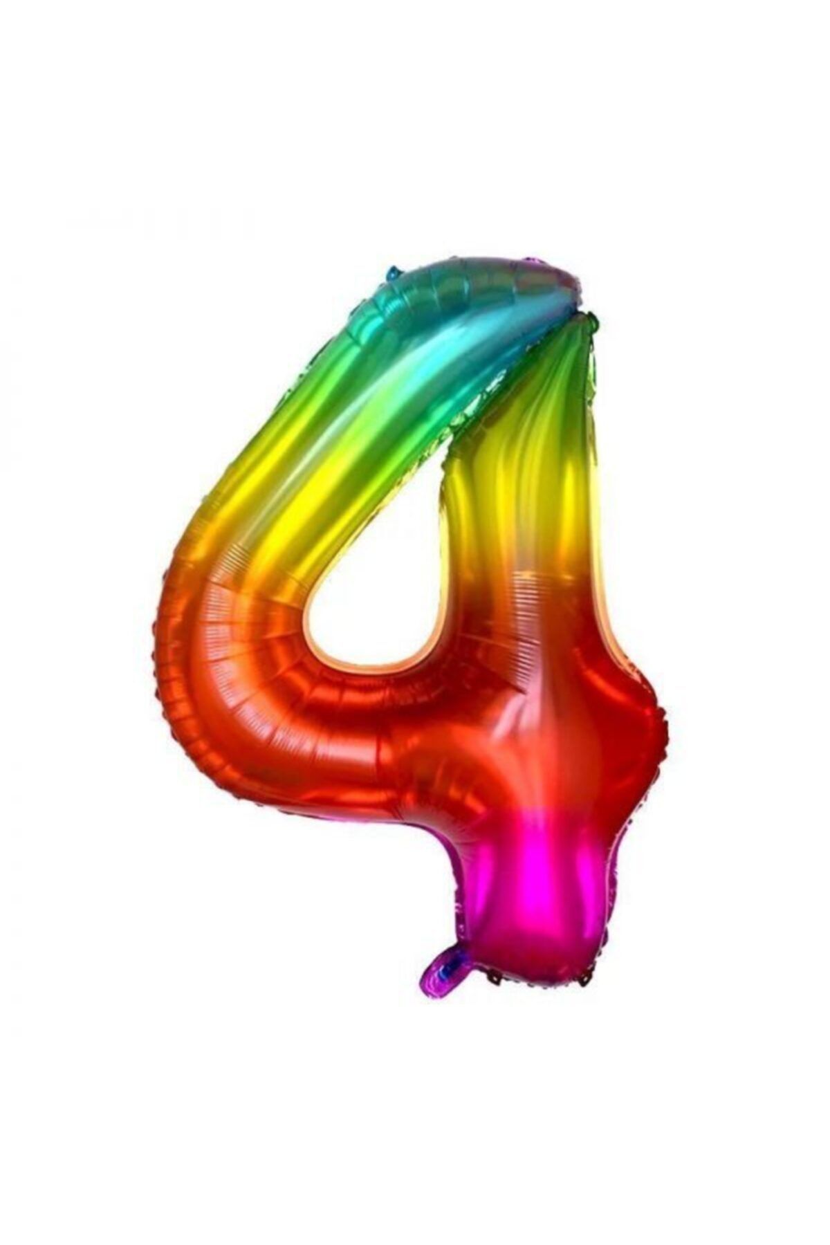 34 Inç 80 Cm Gökkuşağı Folyo Rakam Balon 4