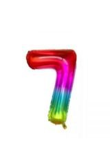 34 Inç 80 Cm Gökkuşağı Folyo Rakam Balon 7