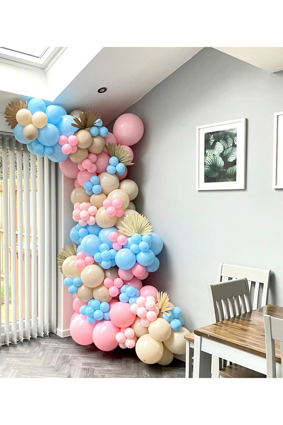 Makaron Mavi Pembe Ve Sütlü Kahve Balon Zinciri 100 Adet