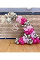 Krom Beyaz Altın Fuşya Ve Makaron Pembe Balon Zinciri 100 Adet