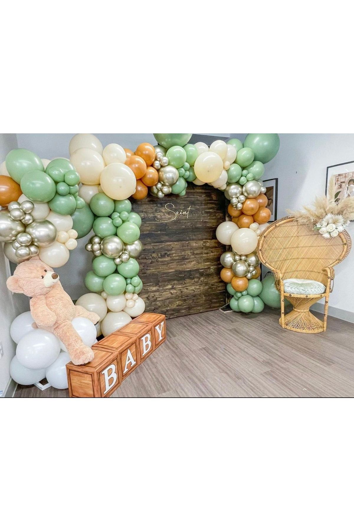 Krom Beyaz Altın Küf Yeşili Sütlü Kahve Ve Karamel Balon Zinciri 100 Adet