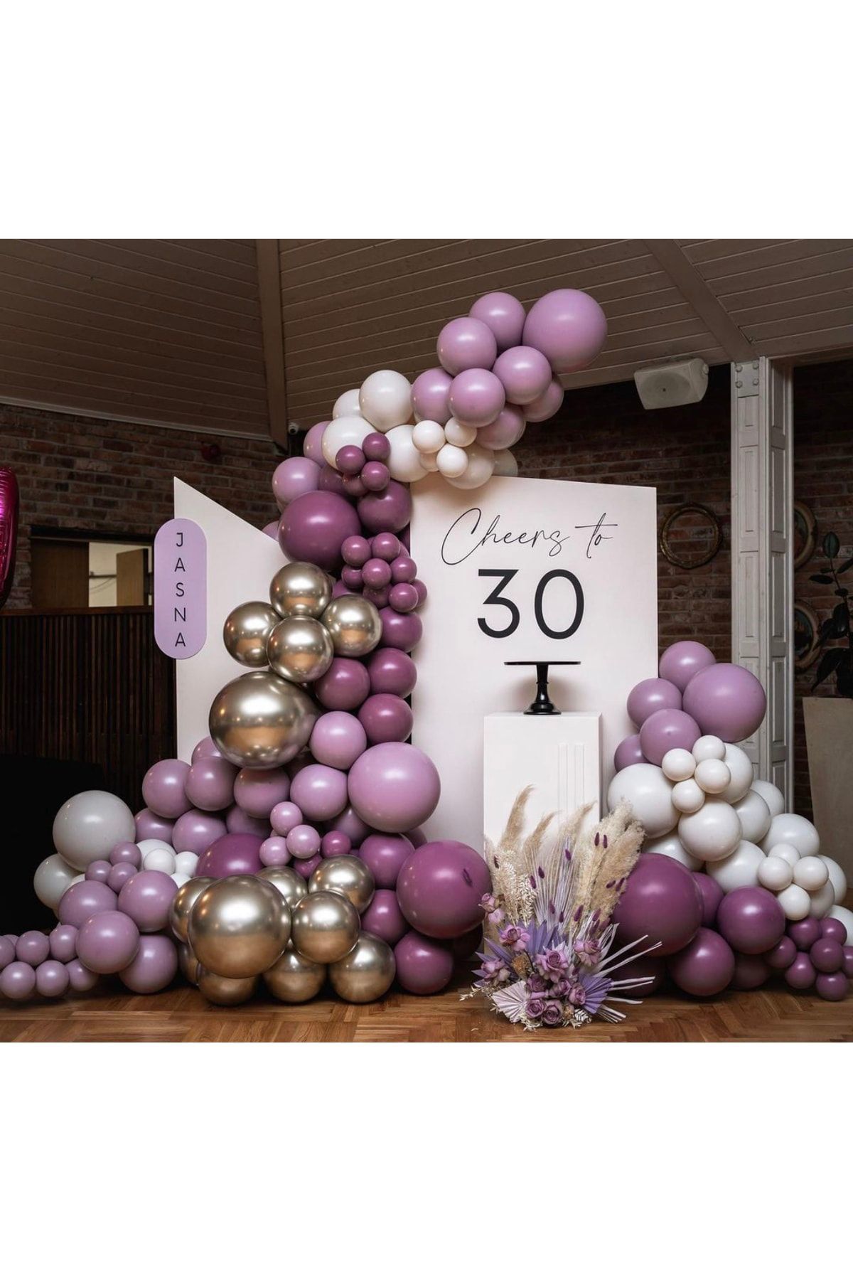 Krom Beyaz Altın Yaban Çileği Toz Pembe Ve Duman Balon Zinciri 100 Adet
