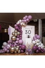 Krom Beyaz Altın Yaban Çileği Toz Pembe Ve Duman Balon Zinciri 100 Adet