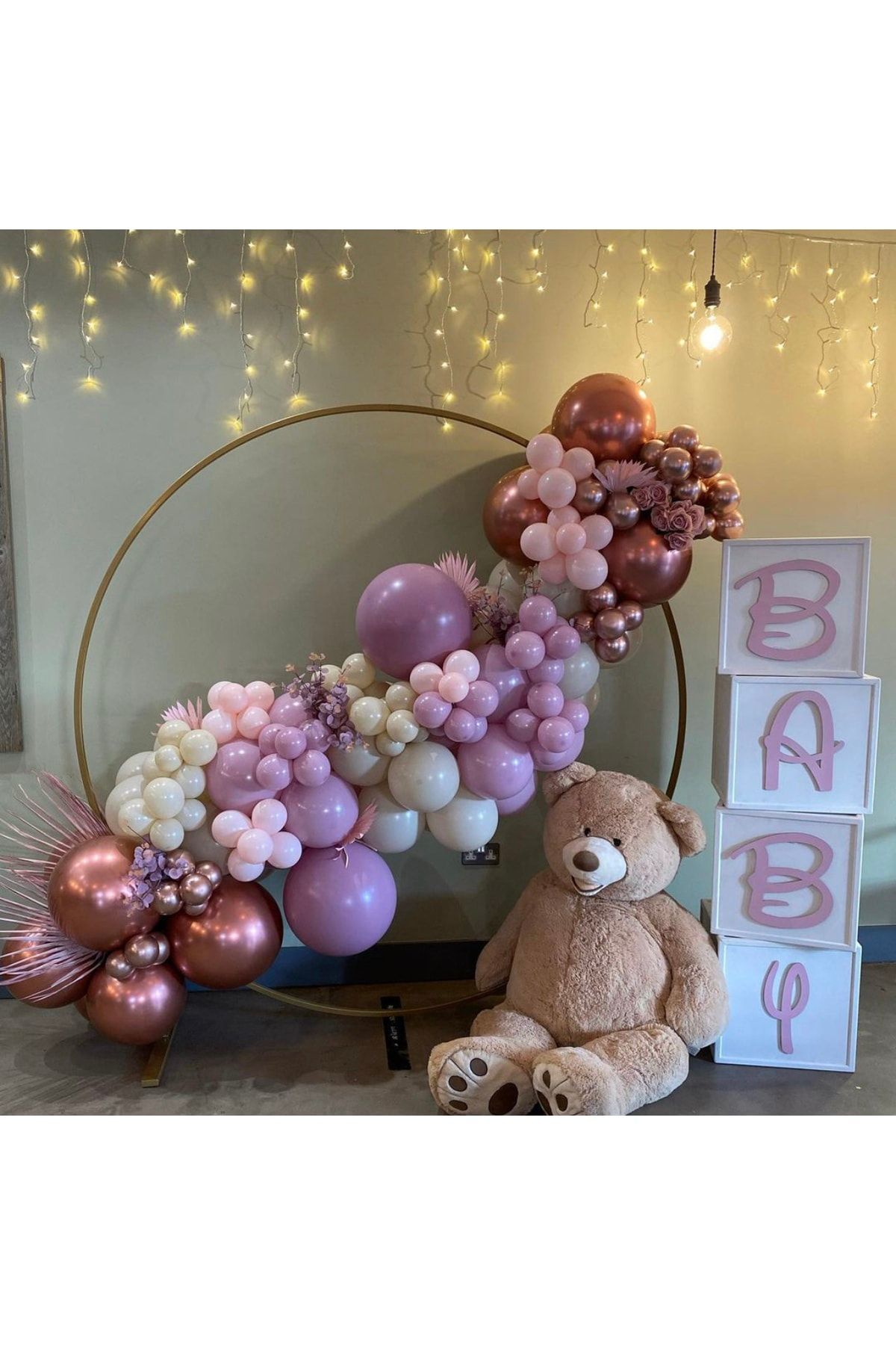 Krom Rose Gold Toz Pembe Makaron Pembe Ve Sütlü Kahve Balon Zinciri 100 Adet