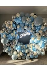 Krom Beyaz Altın Makaron Mavi Ve Gri Balon Zinciri 100 Adet