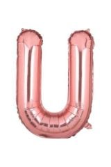 34 Inç 80 Cm Rose Gold Folyo Harf Balon U