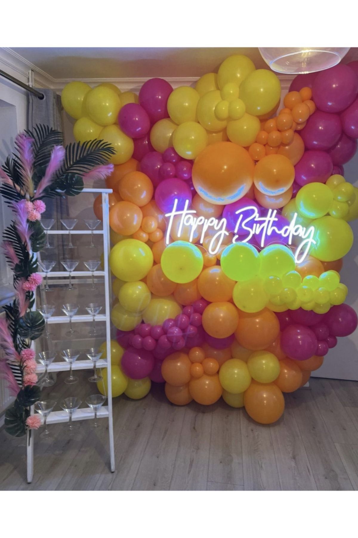 Pastel Turuncu Sarı Ve Fuşya Balon Zinciri 100 Adet