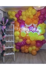 Pastel Turuncu Sarı Ve Fuşya Balon Zinciri 100 Adet