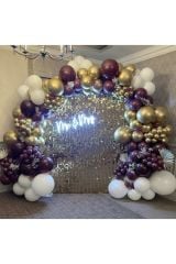 Krom Gold Bordo Ve Beyaz Balon Zinciri 100 Adet