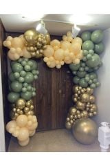 Krom Gold Küf Yeşili Ve Somon Balon Zinciri 100 Adet
