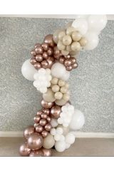 Krom Rose Gold Deniz Kumu Ve Beyaz Balon Zinciri 100 Adet
