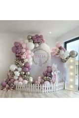 Krom Beyaz Altın Toz Pembe Makaron Pembe Ve Beyaz Balon Zinciri 100 Adet