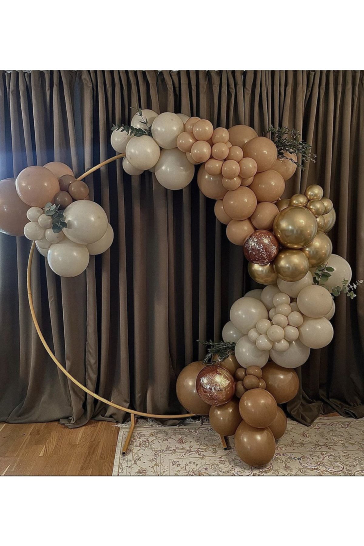 Krom Gold Pastel Karamel Çöl Kumu Ve Deniz Kumu Balon Zinciri 100 Adet