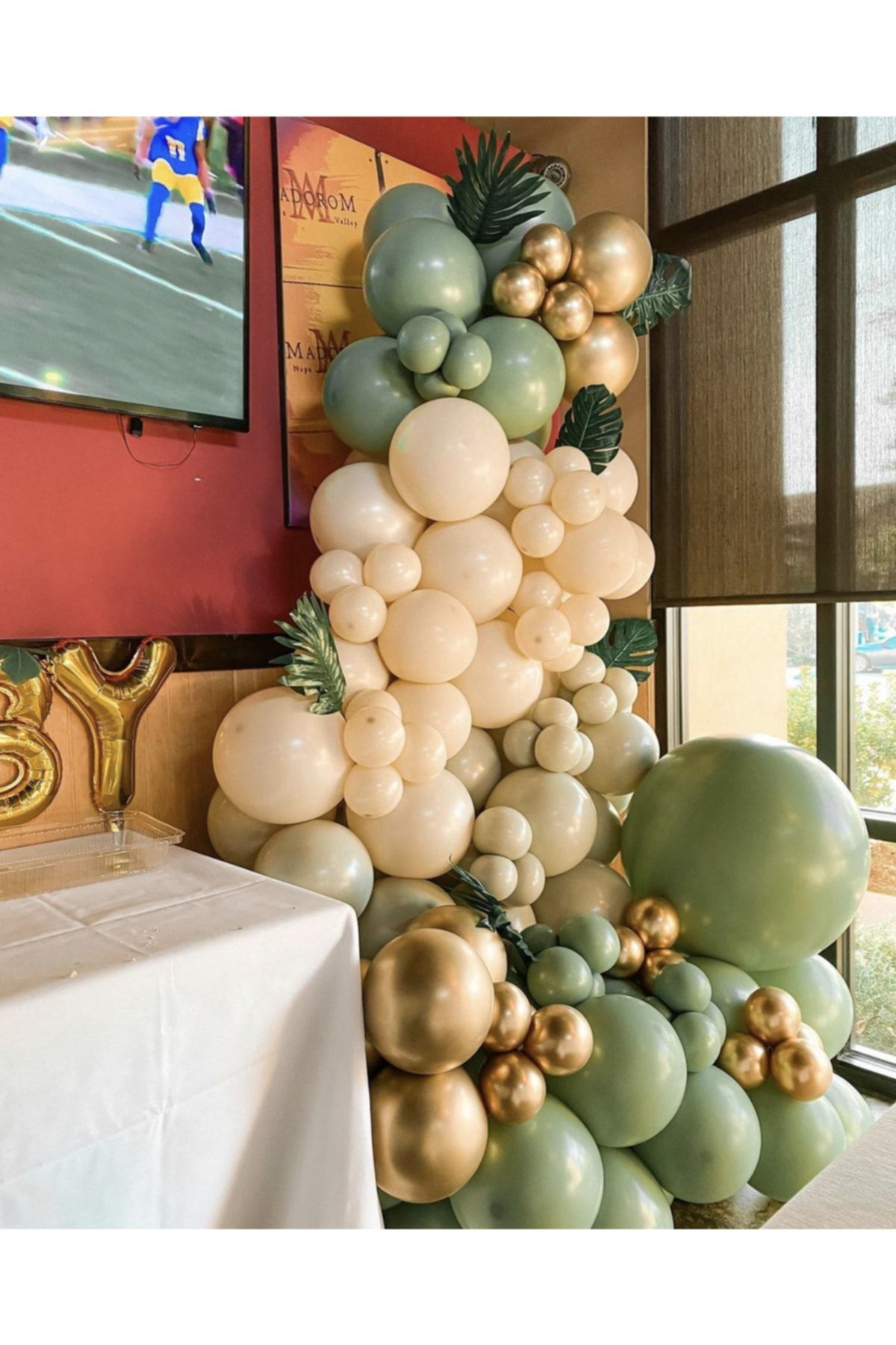 Krom Gold Küf Yeşili Sütlü Kahve Ve Deniz Kumu Balon Zinciri 100 Adet