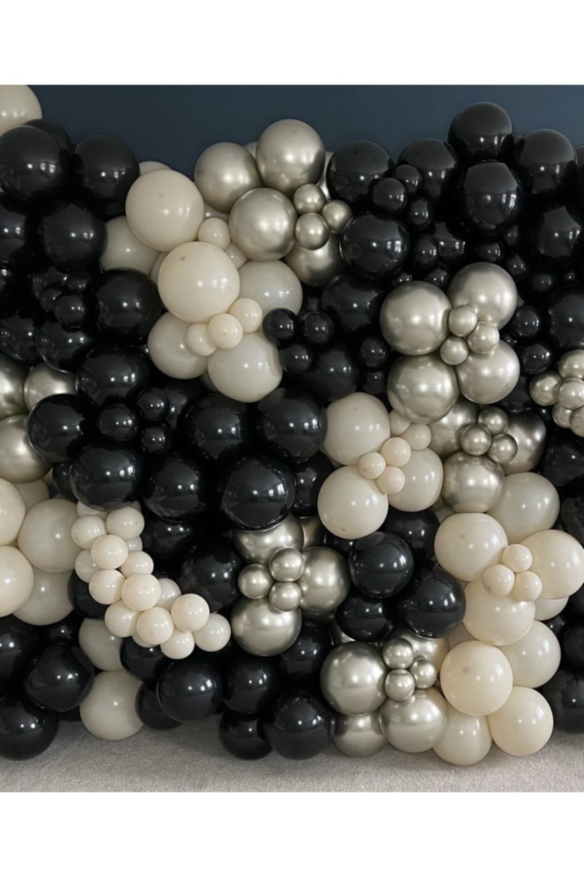 Krom Beyaz Altın Pastel Siyah Ve Deniz Kumu Balon Zinciri 100 Adet