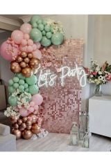 Krom Rose Gold Makaron Pembe Ve Kış Yeşili Balon Zinciri 100 Adet