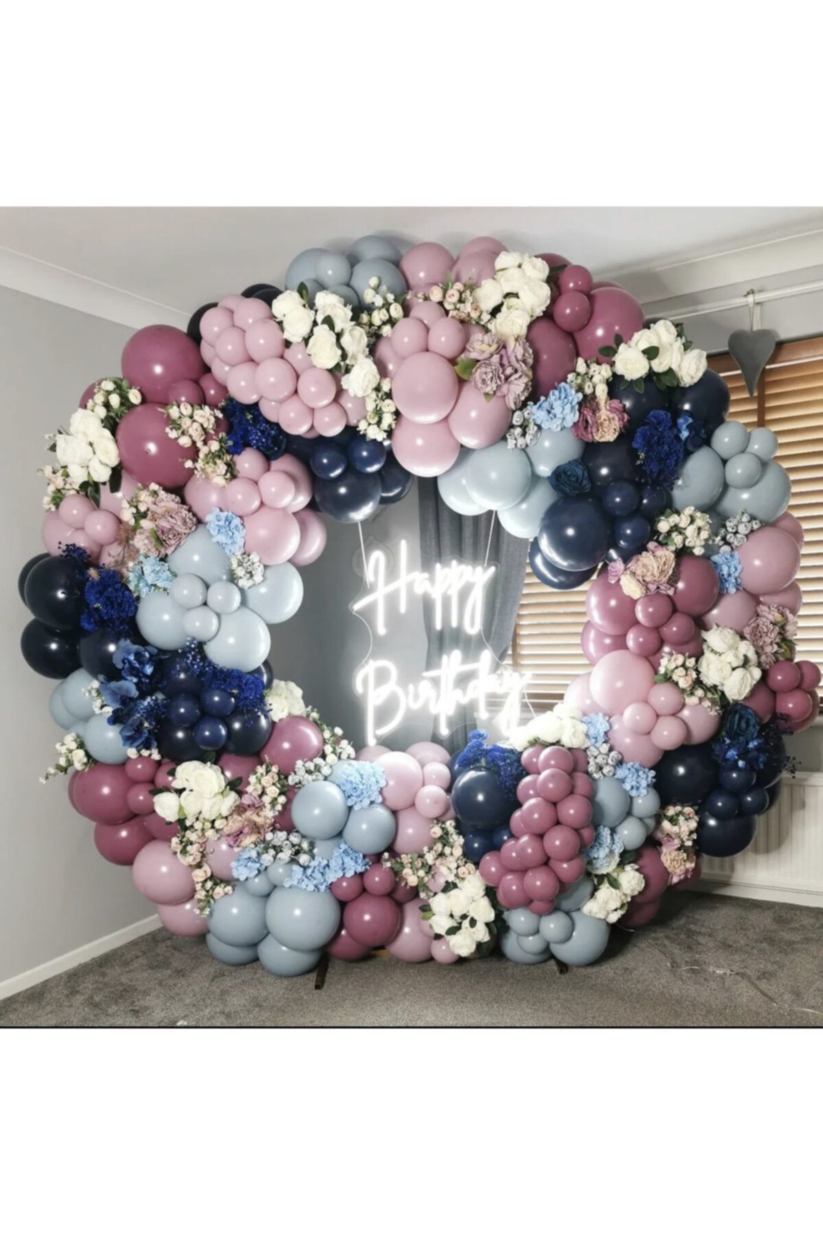 Pastel Gece Mavisi Yaban Çileği Toz Pembe Ve Fırtına Mavisi Balon Zinciri 100 Adet