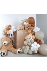 Pastel Karamel Çöl Kumu Taş Ve Beyaz Balon Zinciri 100 Adet