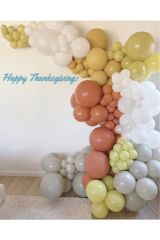Pastel Yanık Turuncu Zeytin Zerdeçal Taş Ve Beyaz Balon Zinciri 100 Adet