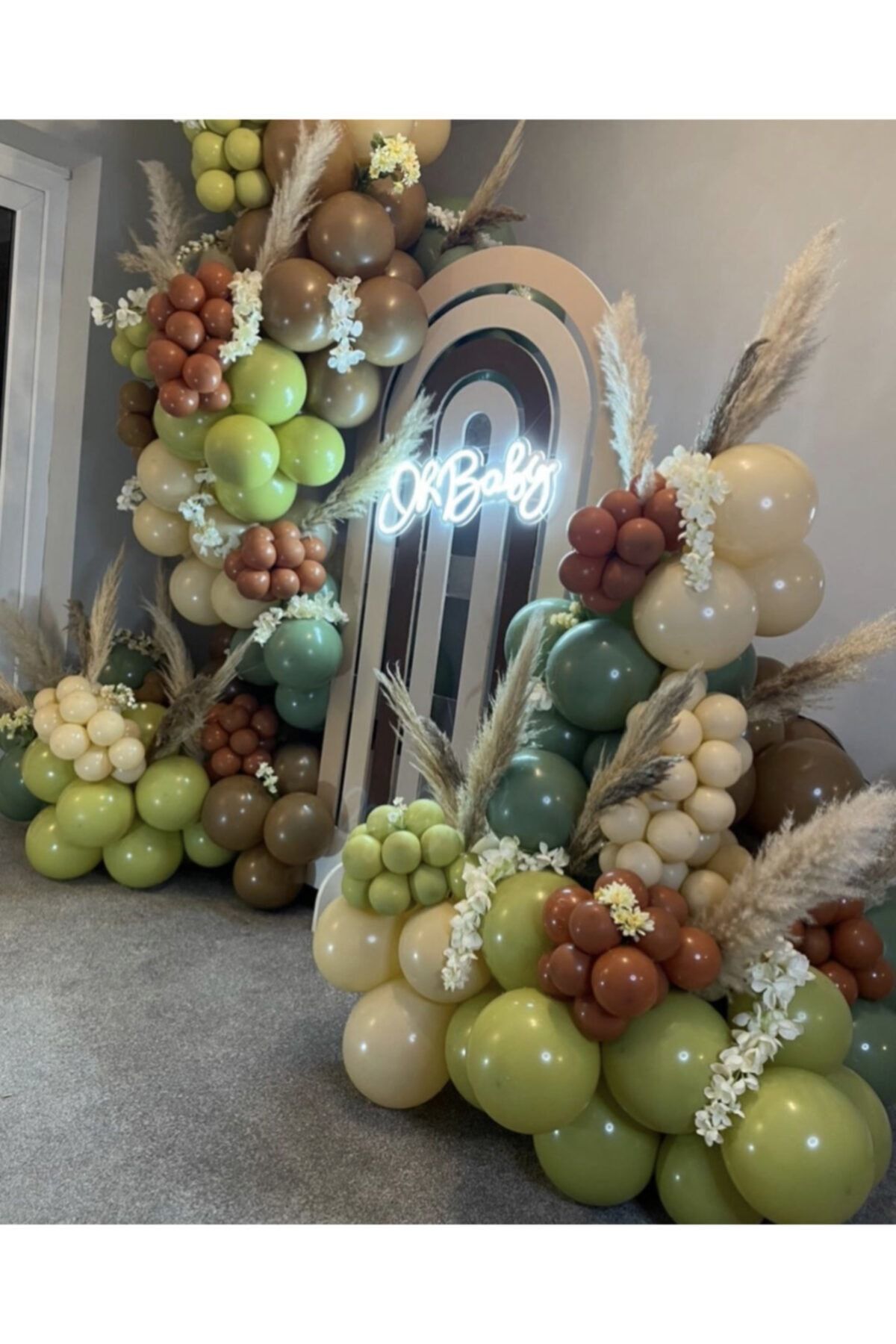 Pastel Yanık Turuncu Karamel Sütlü Adaçayı Ve Zeytin Balon Zinciri 100 Adet