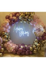 Krom Gold Yaban Çileği Ve Makaron Pembe Balon Zinciri 100 Adet